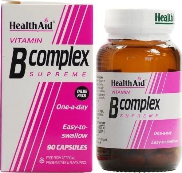 Health Aid Vitamin B Complex 90 Caps Βιταμίνη για Ενέργεια, Ενίσχυση του Ανοσοποιητικού & το Νευρικό Σύστημα 90 κάψουλες