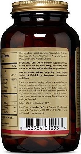 Solgar Ester-C Plus Βιταμίνη για Ενίσχυση του Ανοσοποιητικού, τo Δέρμα & Αντιοξειδωτική δράση 1000mg 90 ταμπλέτες - Image 3