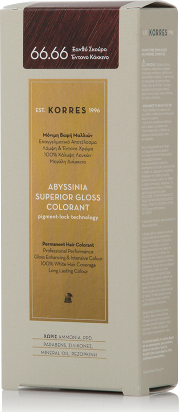 Korres Abyssinia Superior Gloss Colorant Βαφή Μαλλιών Χωρίς Αμμωνία 66.66 Ξανθό Σκούρο Έντονο Κόκκινο 50ml
