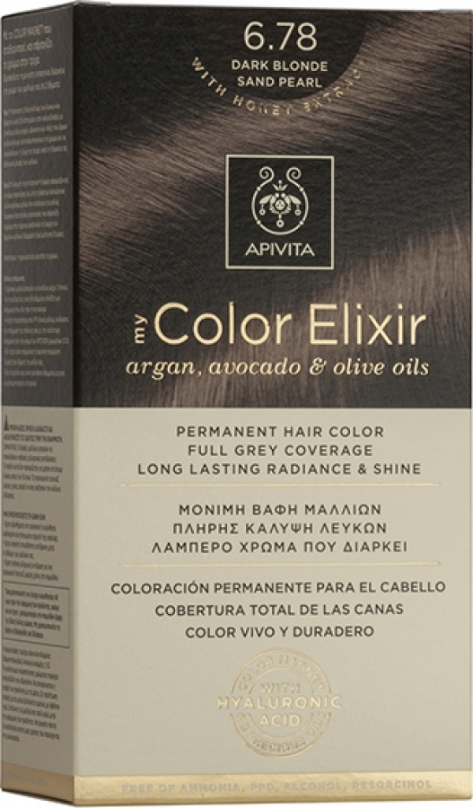 Apivita My Color Elixir Βαφή Μαλλιών Χωρίς Αμμωνία 6.78 Ξανθό Σκούρο Μπεζ Περλέ 50ml