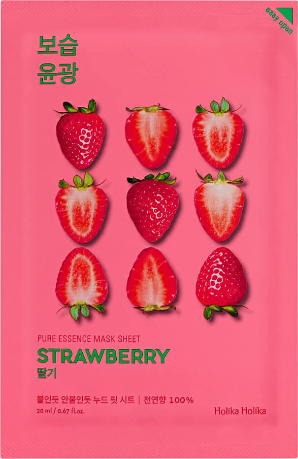 Holika Holika Sheet Pure Essence Strawberry Sheet Μάσκα Προσώπου για Ενυδάτωση 20ml