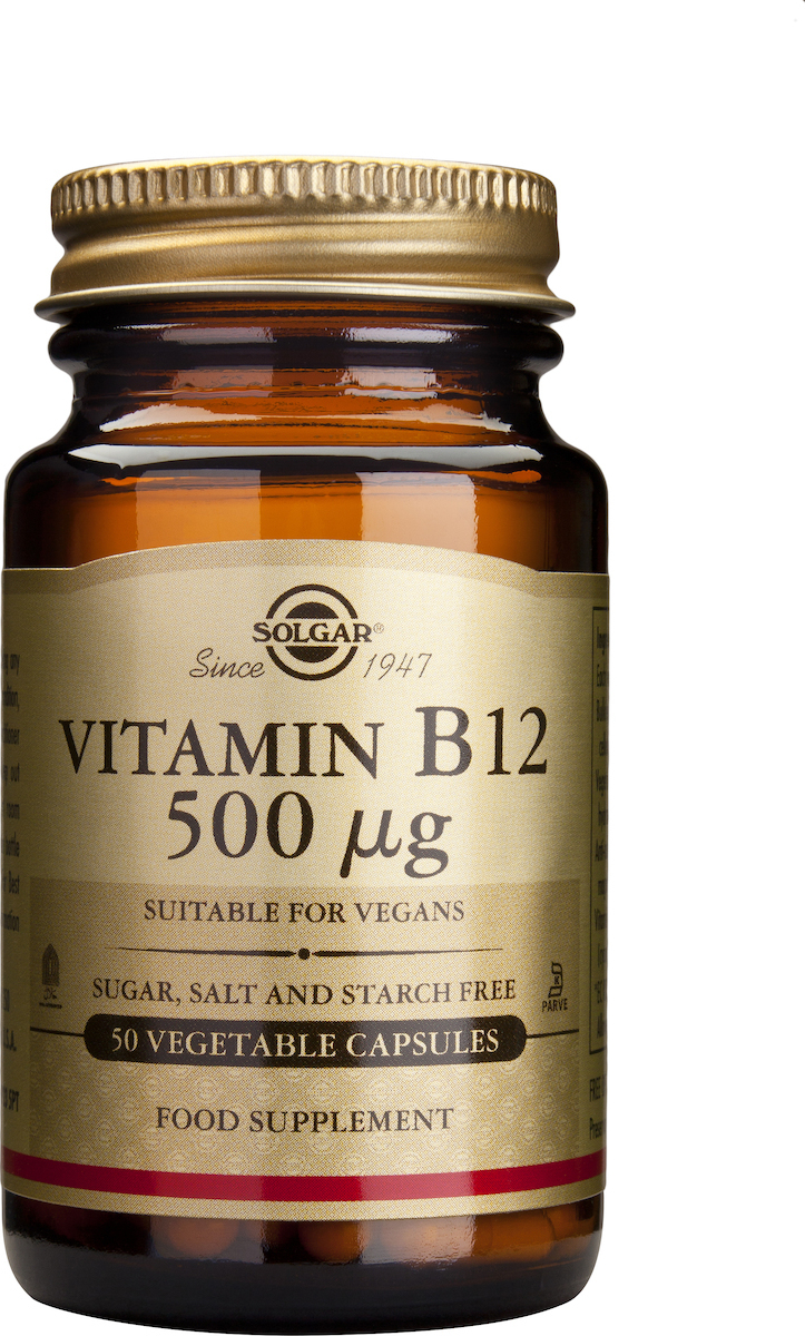 Solgar Vitamin B12 Βιταμίνη για την Υγεία του Νευρικού Συστήματος 500mcg 50 φυτικές κάψουλες