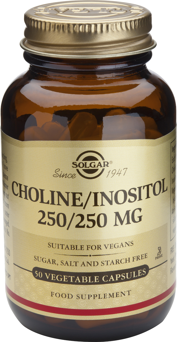 Solgar Choline/Inositol 250mg Ειδικό Συμπλήρωμα Διατροφής 50 φυτικές κάψουλες