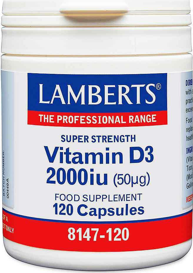 Lamberts Vitamin D3 Βιταμίνη για Ενίσχυση του Ανοσοποιητικού & την Υγεία των Οστών 2000iu 120 κάψουλες