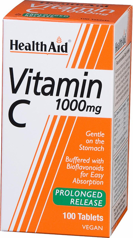 Health Aid Vitamin C Βιταμίνη Vegan για Ενίσχυση του Ανοσοποιητικού, τo Δέρμα & Αντιοξειδωτική δράση 1000mg 100 φυτικές κάψουλες