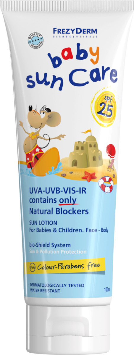 Frezyderm Baby Sun Care SPF25 Αδιάβροχο Βρεφικό Αντηλιακό Γαλάκτωμα για Πρόσωπο & Σώμα 100ml