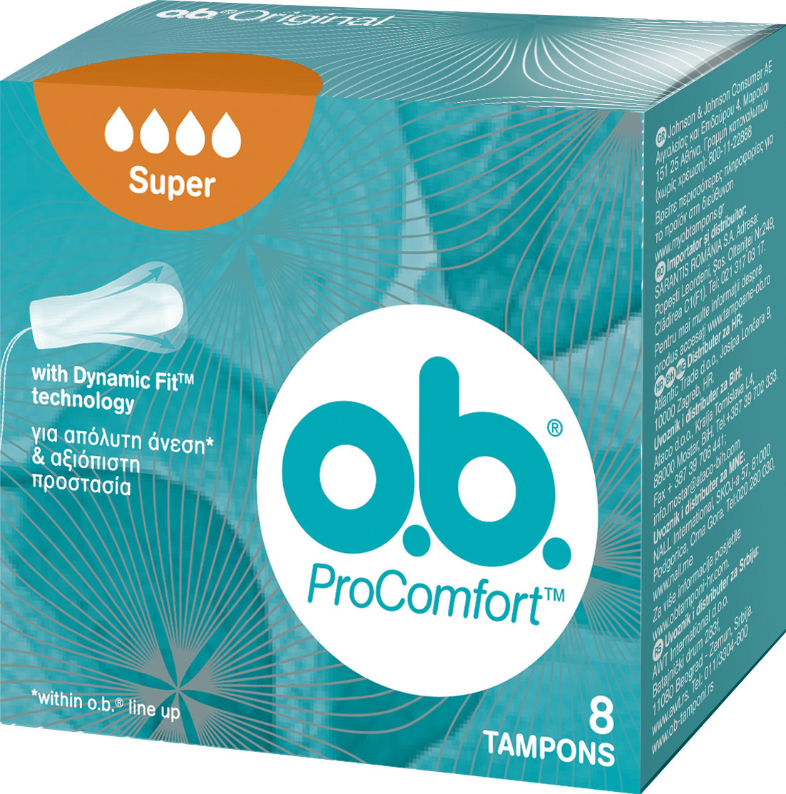 O.B. Ταμπόν ProComfort Curved Grooves για Αυξημένη Ροή 8τμχ