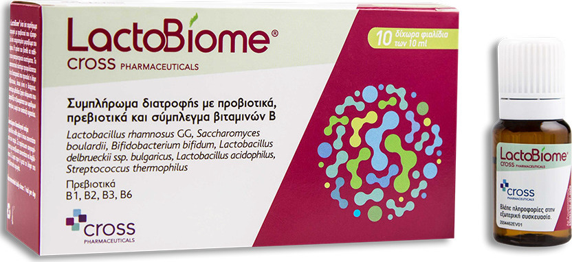 Cross Pharmaceuticals LactoBiome με Προβιοτικά και Πρεβιοτικά 10 Φιαλίδια
