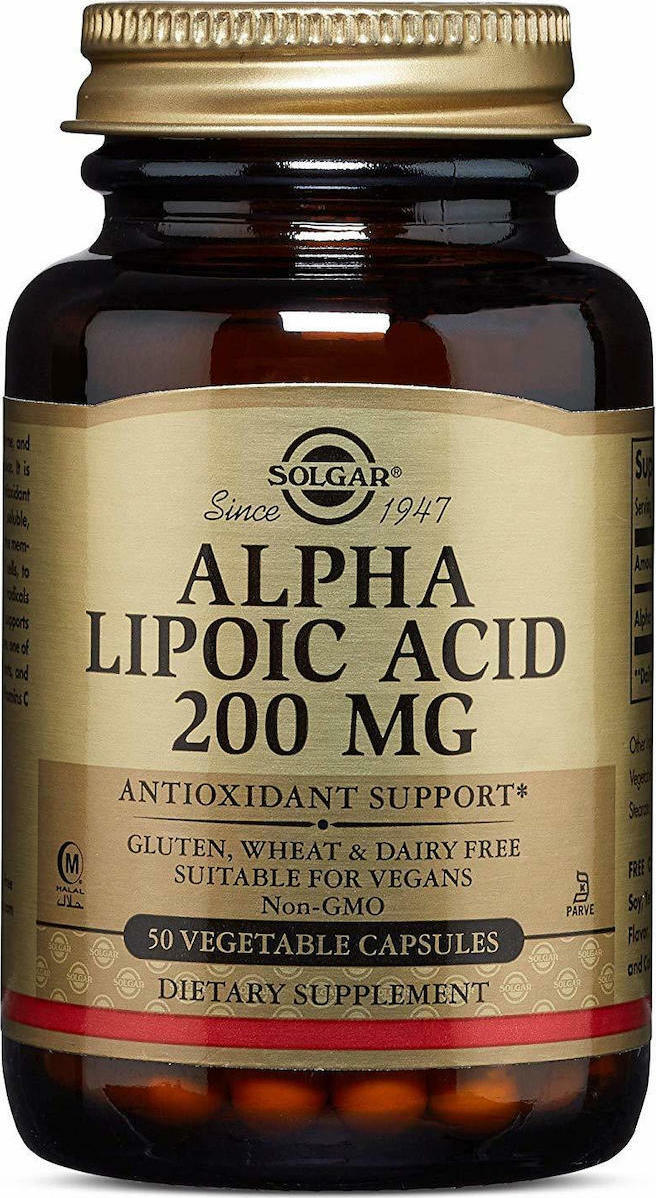 Solgar Alpha Lipoic Acid 200mg Ειδικό Συμπλήρωμα Διατροφής 50 φυτικές κάψουλες