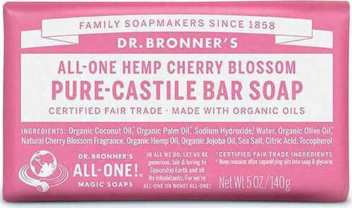 Dr Bronner's Pure-Castile Bar Soap All-One Hemp Cherry Blossom Μπάρα Σαπουνιού 140gr