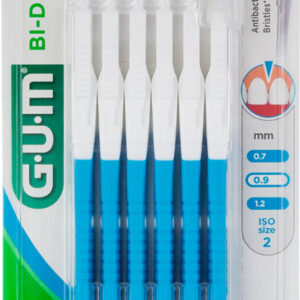 GUM Bi-Direction Μεσοδόντια Βουρτσάκια με Λαβή 0.9mm Μπλε 6τμχ
