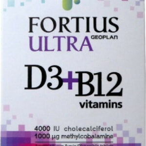 Geoplan Nutraceuticals Fortius Ultra D3 & B12 Vitamins Πολυβιταμίνη για Ενέργεια, Ενίσχυση του Ανοσοποιητικού & την Υγεία των Οστών 4000iu 30 ταμπλέτες