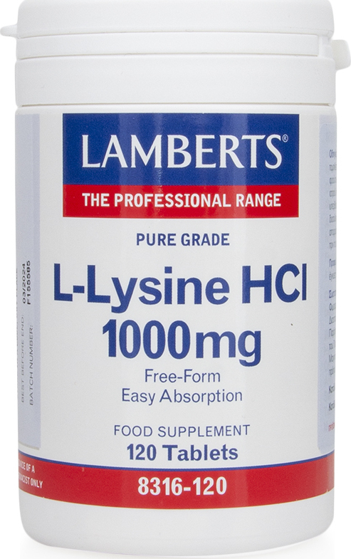 Lamberts L-Lysine HCL 1000mg 120 Ταμπλέτες