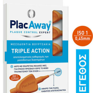 PlacAway Triple Action Μεσοδόντια Βουρτσάκια 0.45mm Πορτοκαλί 6τμχ