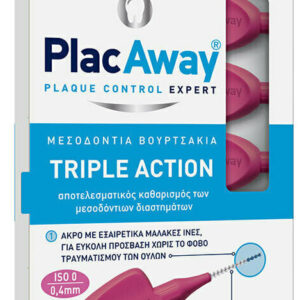 PlacAway Triple Action Μεσοδόντια Βουρτσάκια 0.4mm Ροζ 6τμχ