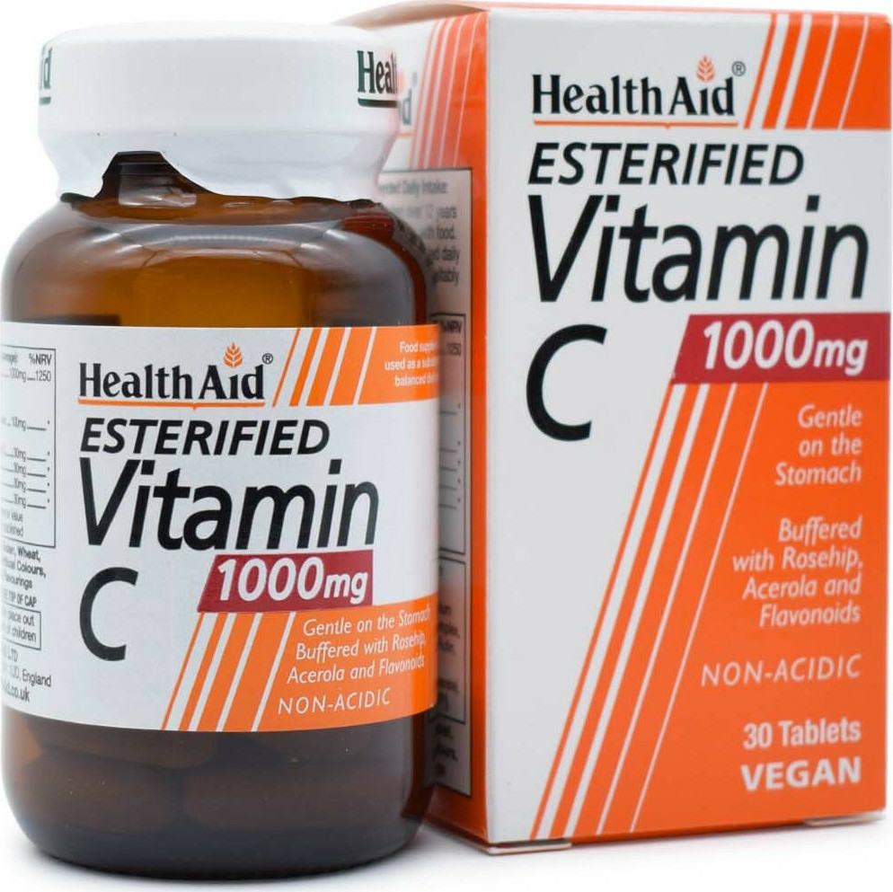 Health Aid Esterified Vitamin C Βιταμίνη για Ενίσχυση του Ανοσοποιητικού, τo Δέρμα & Αντιοξειδωτική δράση 1000mg 30 x 1 ταμπλέτες