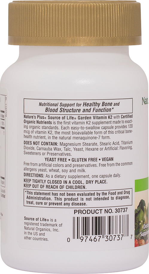 Nature's Plus Βιταμίνη K για την Υγεία των Οστών 60 φυτικές κάψουλες - Image 4