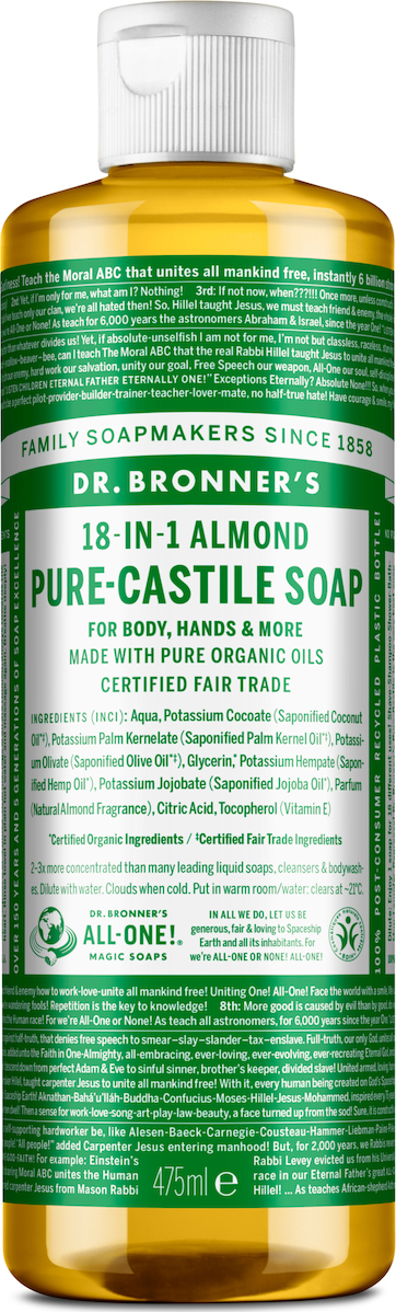 Dr Bronner's Pure-Castile Liquid Soap Αφρόλουτρο για Πρόσωπο, Μαλλιά & Σώμα 475ml