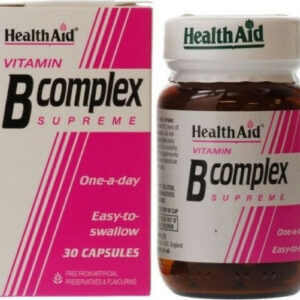 Health Aid Vitamin B Complex Supreme 30 caps Βιταμίνη για Ενέργεια, Ενίσχυση του Ανοσοποιητικού & το Νευρικό Σύστημα 30 x 1 κάψουλες
