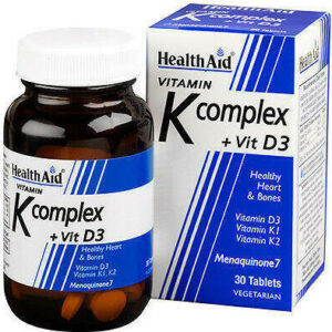 Health Aid Vitamin K Complex + Vit D3 Πολυβιταμίνη για την Υγεία των Οστών 750mg 30 x 1 ταμπλέτες
