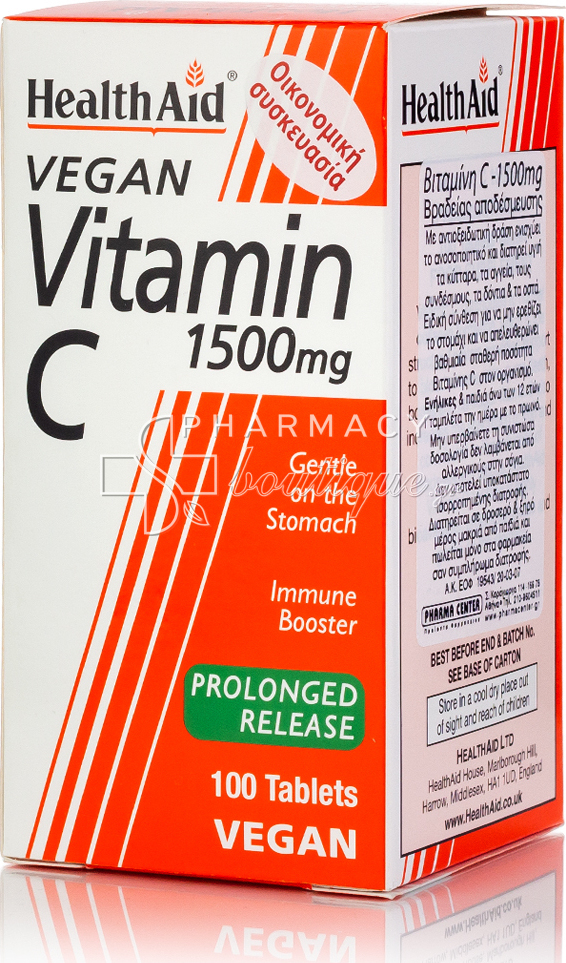 Health Aid Vitamin C Βιταμίνη για Ενίσχυση του Ανοσοποιητικού, τo Δέρμα & Αντιοξειδωτική δράση 1500mg 100 x 1 ταμπλέτες - Image 3