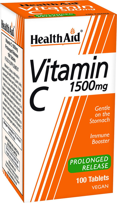 Health Aid Vitamin C Βιταμίνη για Ενίσχυση του Ανοσοποιητικού, τo Δέρμα & Αντιοξειδωτική δράση 1500mg 100 x 1 ταμπλέτες - Image 2