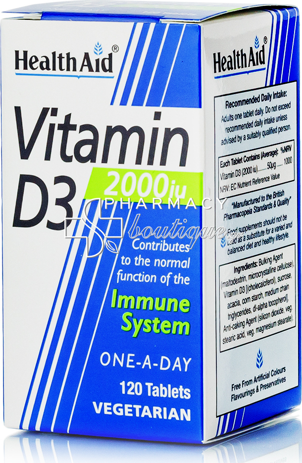 Health Aid Vitamin D3 Βιταμίνη για Ενίσχυση του Ανοσοποιητικού & την Υγεία των Οστών 2000iu 120 φυτικές κάψουλες - Image 2