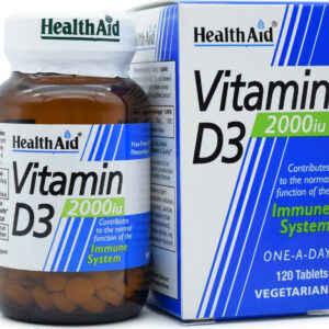 Health Aid Vitamin D3 Βιταμίνη για Ενίσχυση του Ανοσοποιητικού & την Υγεία των Οστών 2000iu 120 φυτικές κάψουλες
