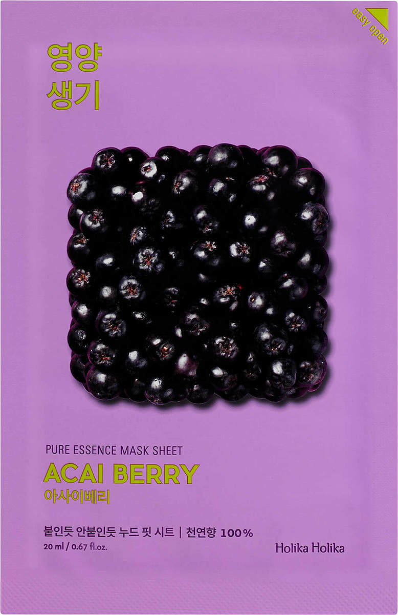 Holika Holika Pure Essence Sheet Acai Berry Sheet Μάσκα Προσώπου για Αναζωογόνηση 20ml