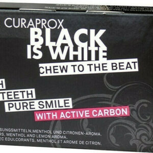 Curaprox 12 Τσίχλες Black is White με Ενεργό Άνθρακα με Γεύση Λεμόνι - Μέντα 17gr