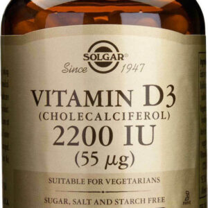 Solgar Vitamin D3 (Cholecalciferol) Βιταμίνη για Ενίσχυση του Ανοσοποιητικού & την Υγεία των Οστών 2200iu 100 φυτικές κάψουλες