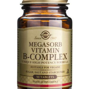 Solgar Megasorb Vitamin B-Complex Βιταμίνη για Ενέργεια, Ενίσχυση του Ανοσοποιητικού & το Νευρικό Σύστημα 50 ταμπλέτες