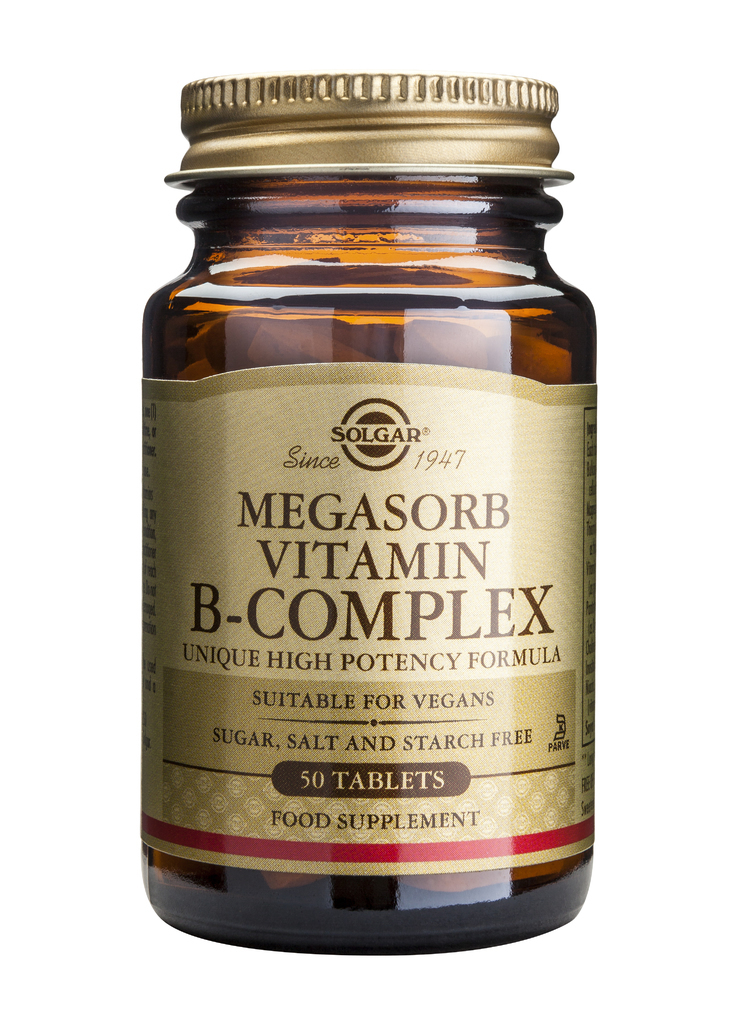 Solgar Megasorb Vitamin B-Complex Βιταμίνη για Ενέργεια, Ενίσχυση του Ανοσοποιητικού & το Νευρικό Σύστημα 50 ταμπλέτες