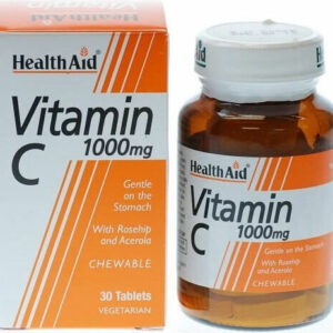 Health Aid Vitamin C Βιταμίνη για Ενίσχυση του Ανοσοποιητικού, τo Δέρμα & Αντιοξειδωτική δράση 1000mg Πορτοκάλι 30 μασώμενες ταμπλέτες