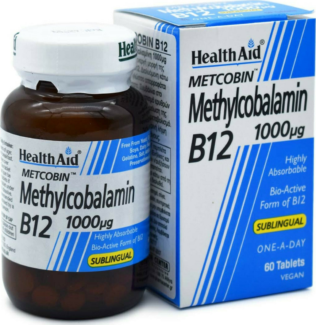 Health Aid Methylcobalamin Metcobin B12 Βιταμίνη για την Υγεία του Νευρικού Συστήματος 1000mcg 60 ταμπλέτες