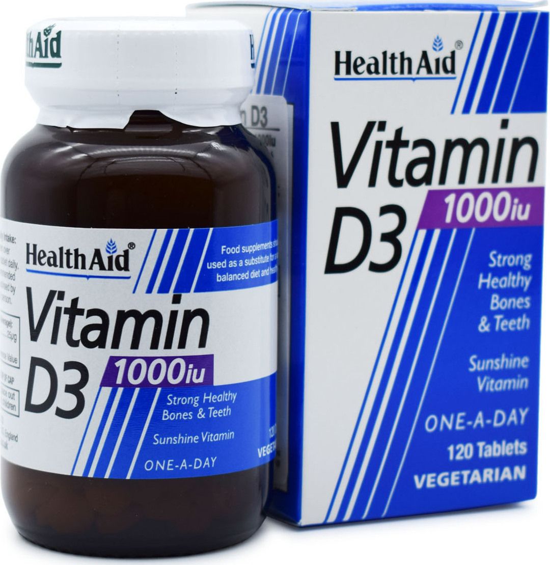 Health Aid Vitamin D3 Βιταμίνη για Ενίσχυση του Ανοσοποιητικού & την Υγεία των Οστών 1000iu 120 ταμπλέτες