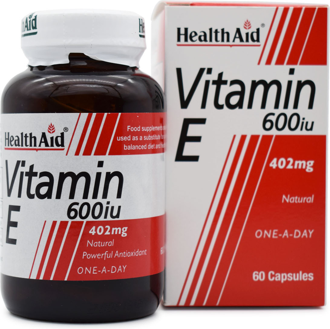 Health Aid Vitamin E Βιταμίνη για τo Δέρμα & Αντιοξειδωτική δράση 600iu 402mg 60 x 1 κάψουλες