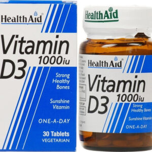 Health Aid Vitamin D3 Βιταμίνη για Ενίσχυση του Ανοσοποιητικού & την Υγεία των Οστών 1000iu 30 x 1 ταμπλέτες