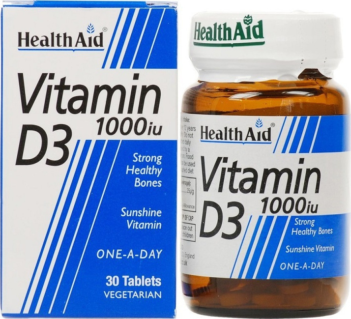 Health Aid Vitamin D3 Βιταμίνη για Ενίσχυση του Ανοσοποιητικού & την Υγεία των Οστών 1000iu 30 x 1 ταμπλέτες