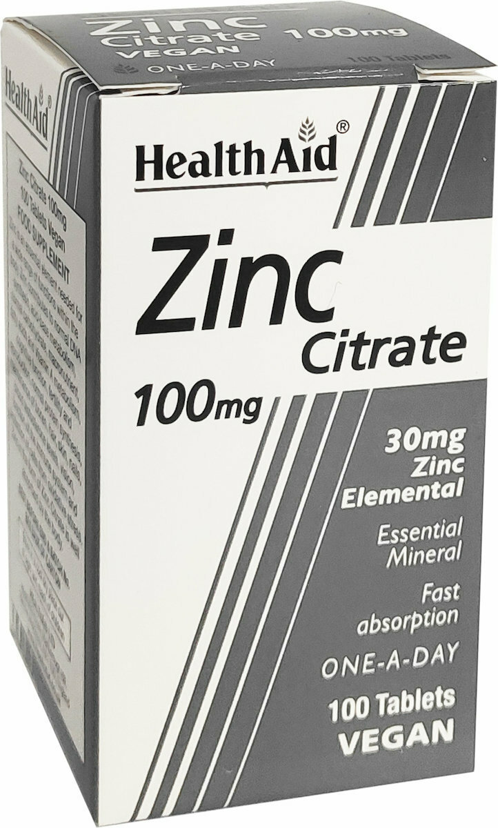 Health Aid Zinc Citrate 100mg 100 ταμπλέτες - Image 2