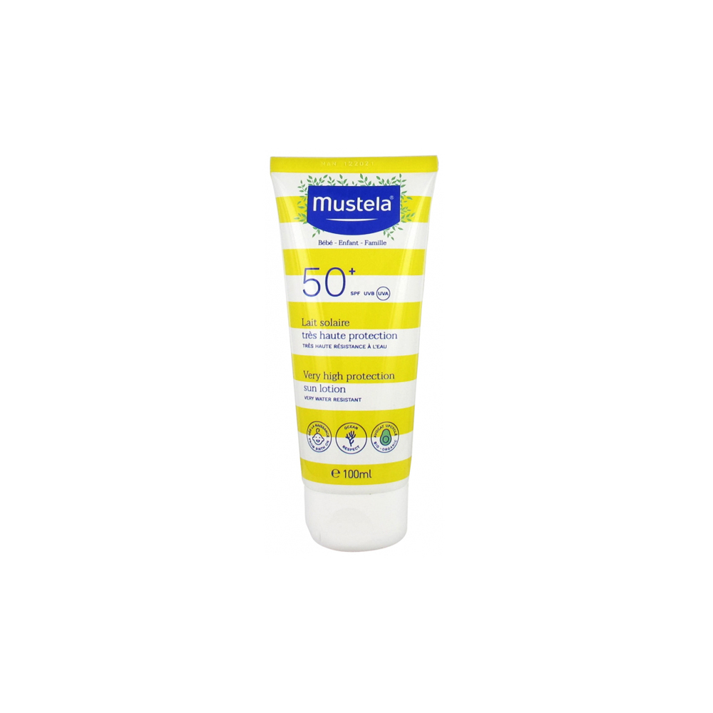 Mustela SPF50+ Αδιάβροχο Βρεφικό Αντηλιακό Γαλάκτωμα για Πρόσωπο & Σώμα 100ml