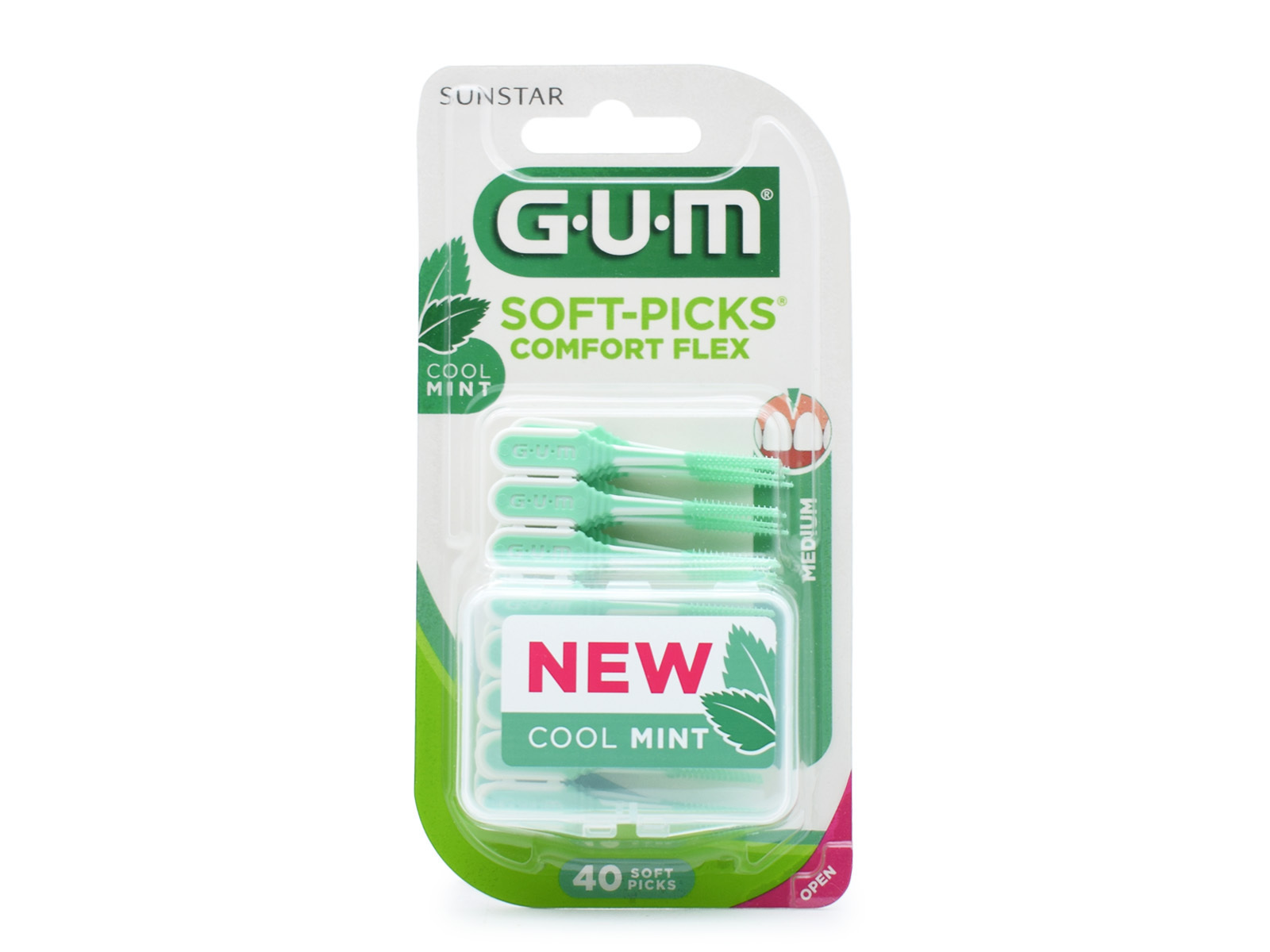GUM Soft-Picks Comfort Flex Μεσοδόντιες Οδοντογλυφίδες Medium Πράσινες 40τμχ