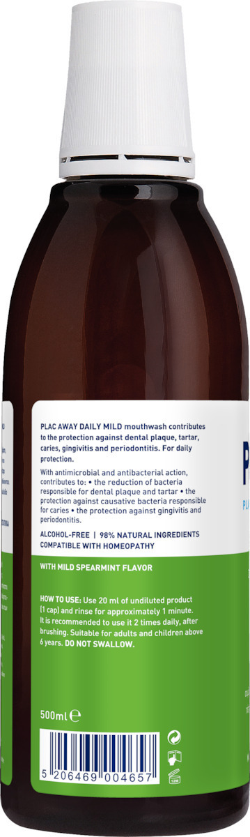 PlacAway Daily Mild με Ήπια Γεύση Δυόσμου Στοματικό Διάλυμα Καθημερινής Προστασίας 500ml - Image 3
