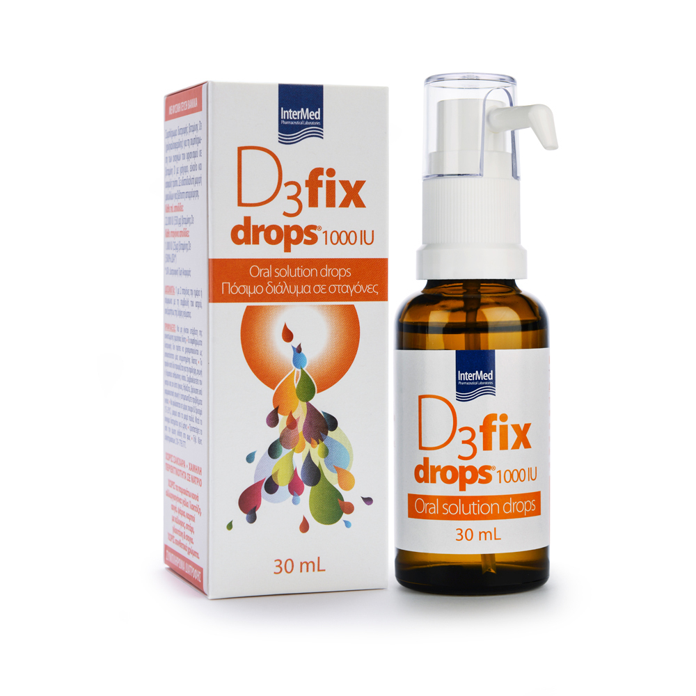 InterMed D3 Fix Drops Βιταμίνη για Ενίσχυση του Ανοσοποιητικού & την Υγεία των Οστών 1000iu 30ml