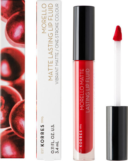 Korres Morello Matte Lasting Lip Fluid Υγρό Κραγιόν Matte 52 Poppy Red 3.4ml