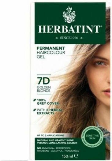 Herbatint Permanent Gel Βαφή Μαλλιών Χωρίς Αμμωνία 7D Ξανθό Χρυσαφί 150ml