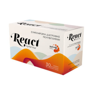 Evercare React HyPerVital Πολυβιταμίνη για Ενέργεια, Ενίσχυση του Ανοσοποιητικού & το Νευρικό Σύστημα 30 φακελίσκοι