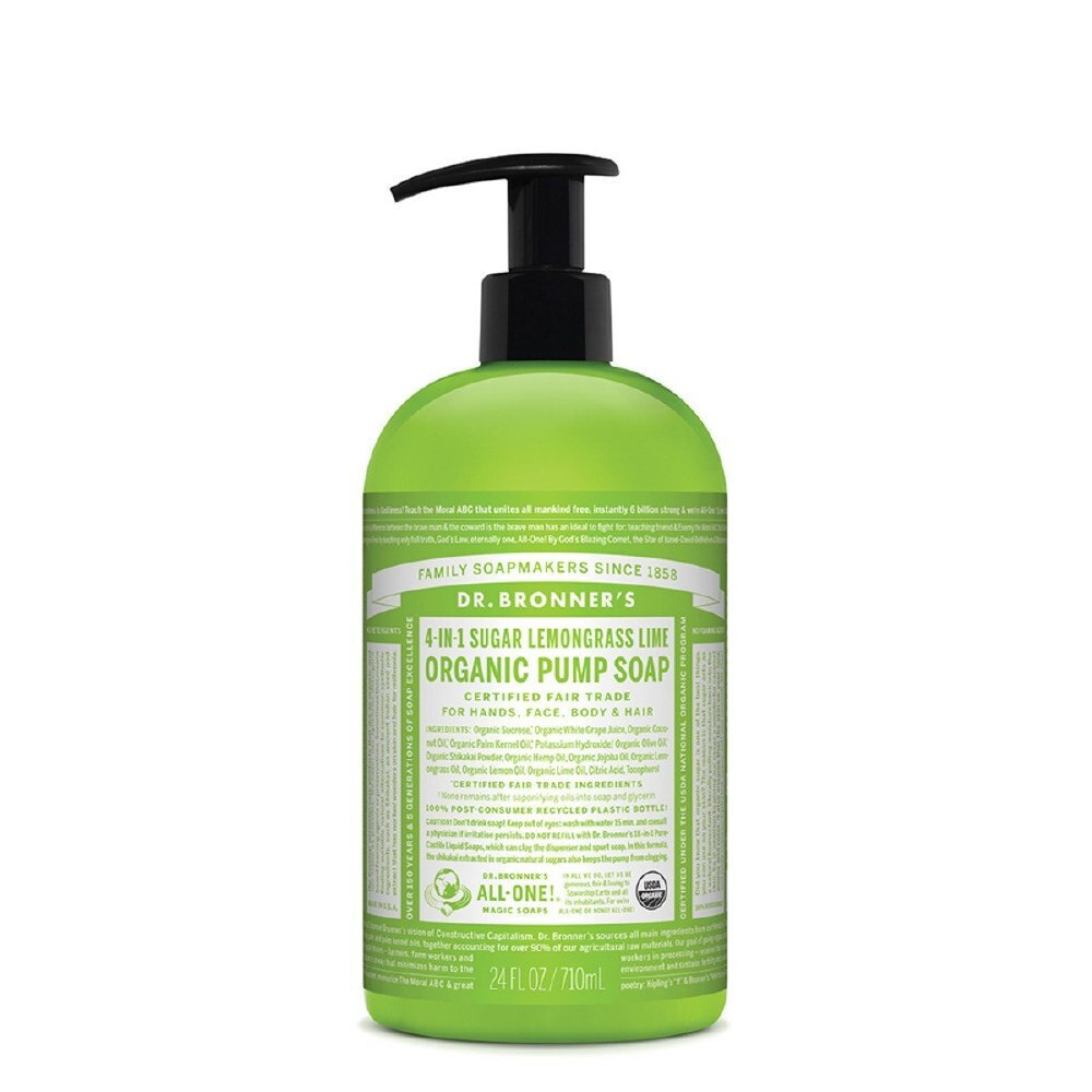 Dr Bronner's 4 In 1 Lemongrass Lime Organic Αφρόλουτρο για Πρόσωπο, Μαλλιά, Χέρια & Σώμα 355ml