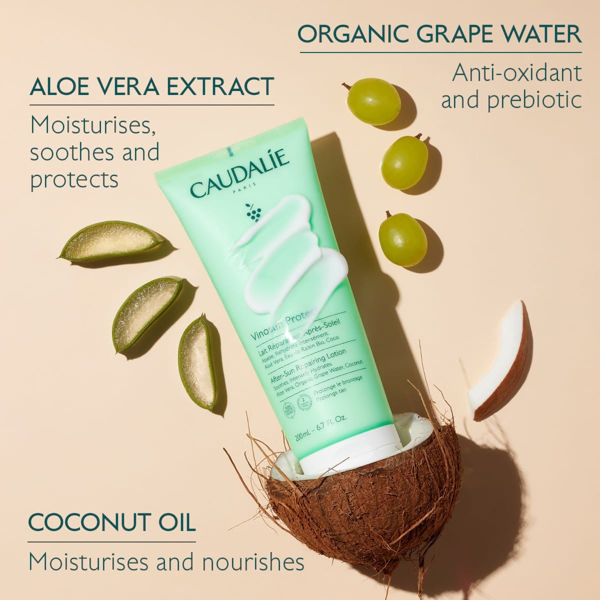 Caudalie Vinosun Protect After Sun Lotion για Πρόσωπο και Σώμα με Aloe Vera 200ml - Image 4