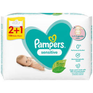 Pampers Sensitive Μωρομάντηλα χωρίς Οινόπνευμα & Parabens 3x52τμχ